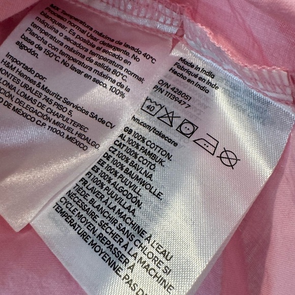 H&M pink ruffle 100% cotton top sleeveless blouse - Picture 3 of 4